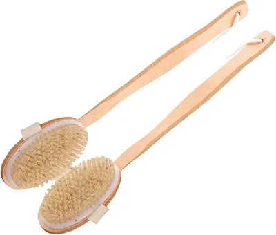 Productafbeelding van Famanu lichaam borstel voor bad en massage - lange handgreep doucheborstel (2 stuks)