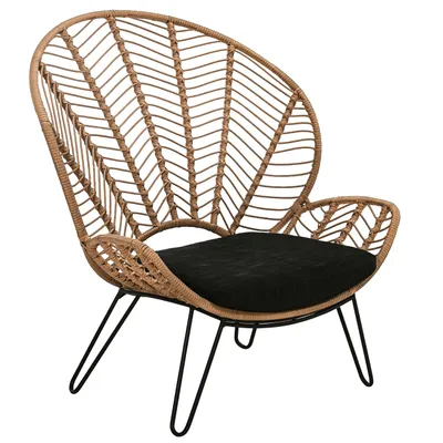 Produktbild von Dehner Geflechtsessel, Korbsessel, Venezia, ca. 112 x 102 x 78 cm, Stahl/Kunststoff/Polyester/Aluminium, schwarz/beige