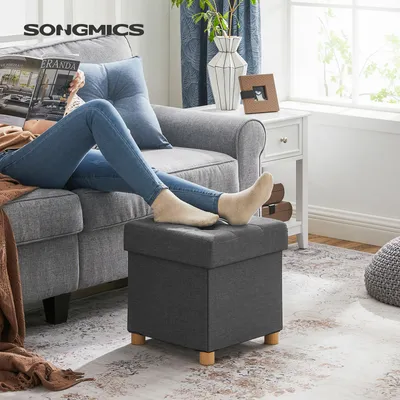 Produktbild von SONGMICS Sitzhocker, 37L, klappbare Sitztruhe, Aufbewahrungsbox, Dunkelgrau