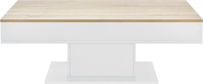 Produktbild von Couchtisch 'Lünen' mit 2 Staufächern 40 x 110 x 60 cm Eicheoptik Weiß