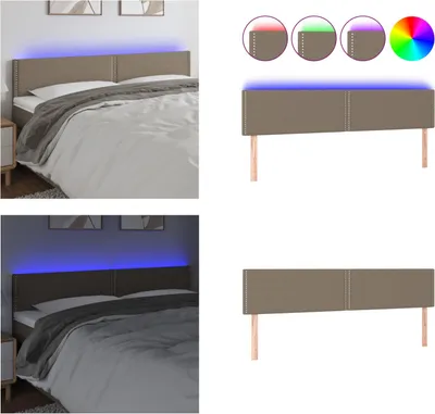 Produktbild von vidaXL LED Kopfteil Taupe 180x5x78/88 cm Stoff - LED Kopfteil - LED Kopfteile - Kopfteil - Bett-Kopfteil