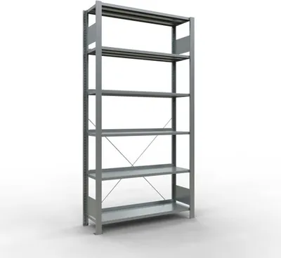 Produktbild von Schulte Büro-Fachbodenregal MULTIplus85 Stecksystem mit Anschlagleiste | Grundregal | Fachlast 85kg | HxBxT 200x100x30cm | 6 Ebenen | Einseitig nutzbar | Verzinkt