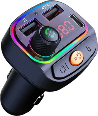 Image de Emetteur FM Auto Lecteur Mp3 sans fil Bluetooth 5.0 Récepteur audio mains-libres Noir