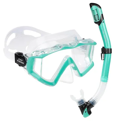 Produktbild von Schnorchelset Schnorchelmaske Schnorchel - Panorama-Maske mit 3/4 Fenstern - Antibeschlag-Glas - Trockenschnorchel - Erwachsene