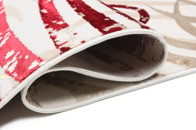 Image de Tapis Tapiso, collection GOLDEN, design moderne, à poils courts, beige et rouge, dimensions 140 x 200 cm