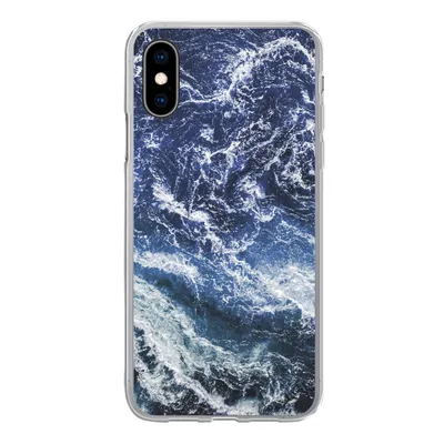 Produktbild von MuchoWow® Handyhülle Schutzhülle Hülle für iPhone X Naturstein - Blau - Weiß Silikon Softcase Handy Hülle - Handyhülle