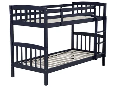 Zdjęcie produktu dla BELIANI Łóżko dziecięce piętrowe granatowe drewniane z drabinką 90 x 200 cm minimalistyczny design