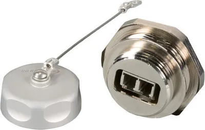 Productafbeelding van EFB-Elektronik, IP67-gecertificeerde doorvoerkop, LC Duplex, metalen uitvoering met keramische mantel. Fabrikant: EFB Elektronik (IP67DFKLCDM)