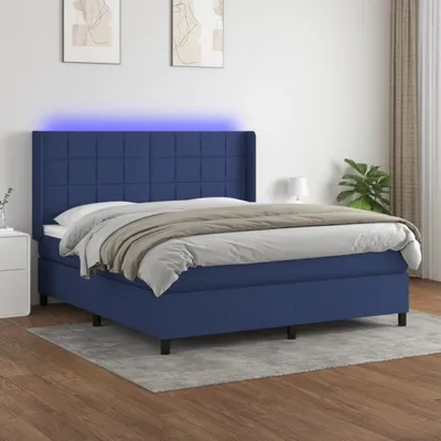 Produktbild von [Home] Boxspringbett mit Matratze & LED Blau 180x200 cm Stoff , Neue Mode 2024 im häuslichen Leben