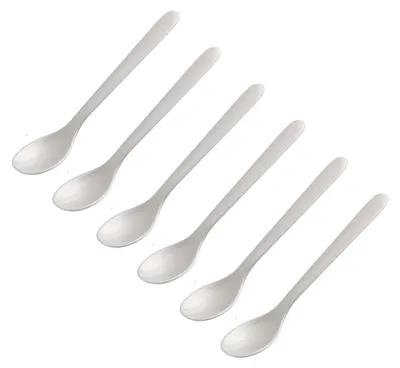 6 Eierlöffel aus Kunststoff, 14 cm, weiß – Frühstückslöffel
