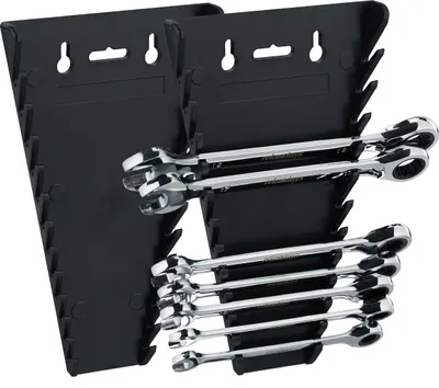 Image de Lot de 2 porte-clés à fourche Relaxdays, magnétiques, 12 emplacements, support pour clés de 6 à 24 mm, ABS, noir
