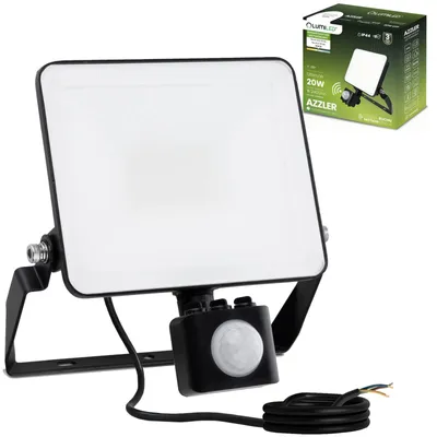 Obrázek produktu pro LUMILED LED reflektor 20W super jasný venkovní reflektor se senzorem pohybu 2400 Lm LED reflektor pro venkovní osvětlení IP44 IK05 odolný proti stříkající vodě 4000K neutrální bílá barva reflektorů reflektory černé reflektory reflektory