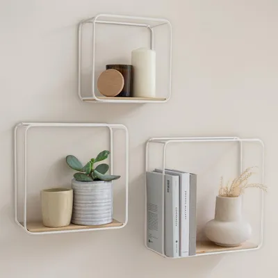 Produktbild von Wandregal-Set aus Metall und Holz für modernes Interieur