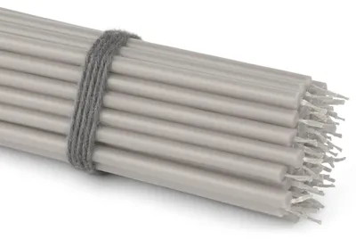 Zdjęcie produktu dla 50x Świece w sztyfcie szare bez sadzy bez kapania cienkie L 16cm Parafina Premium 36115