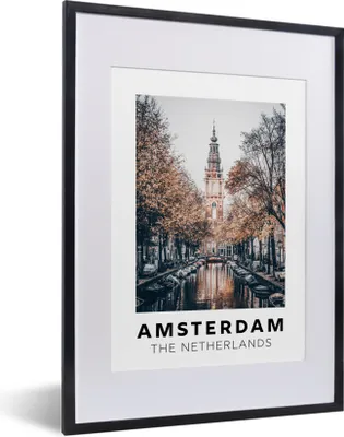 Produktbild von MuchoWow® Gerahmtes Poster Amsterdam - Niederlande - Wasser 30x40 cm - Poster mit Schwarzem Bilderrahmen Wandposter Rahmen Foto Bilder - Wandposter Schlafzimmer