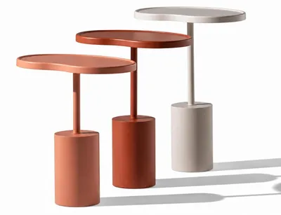 Immagine prodotto di 3 tavolini laterali, stile moderno, colori marrone, rosa, bianco, nuovi, pratici