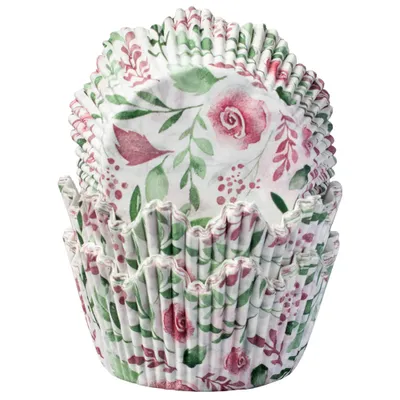 Produktbild von Backförmchen 50x38mm 40er Rosen rosa grün,