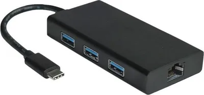 Immagine prodotto di Convertitore VALUE da USB 3.1 a Gigabit Ethernet - Adattatore di rete - USB-C 3.1 - USB 3.0 x 3 + Gigabit Ethernet x 1 + USB-C