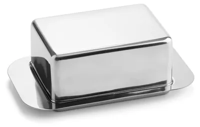 Butterdose groß, Edelstahl, silber, 19 x 11,5 x 7 cm