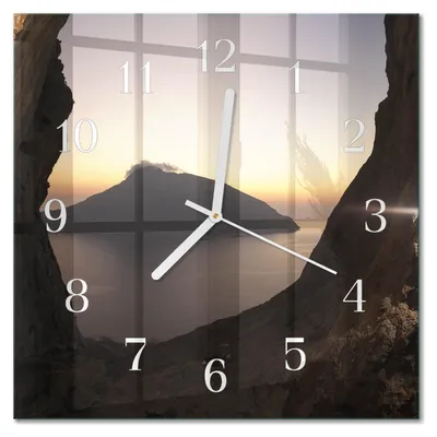 Produktbild von Tulup Glasuhr Wanduhr Küchenuhr Echt-Glas 30x30 cm Modern Dekorativ Geräuschlos Weiße Zeiger - Ozeanberg