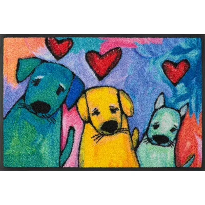 Produktbild von Kleen-Tex Waschbarer Design-Fußmatte - Hunde Motiv, Strapazierfähiger Teppich für drinnen & draußen Kleen-Tex Waschbarer Design-Fußmatte - Hunde Motiv, Strapazierfähiger Teppich für drinnen & draußen