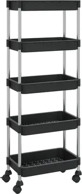 Image de vidaXL Chariot de cuisine 5 plateaux Noir 42x29x128 cm Fer et ABS