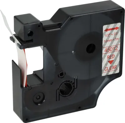Produktbild von vhbw Schriftband-Kassette kompatibel mit Dymo LabelPoint 150, 300, 350, 200, 250, 100 Etiketten-Drucker 7m x 12mm Rot auf Transparent