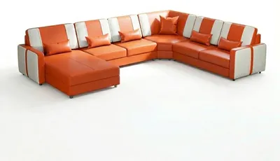 Obrázek produktu pro Oranžová moderní rohová sedačka ve tvaru "U" s LED osvětlením, exkluzivní design, provedení