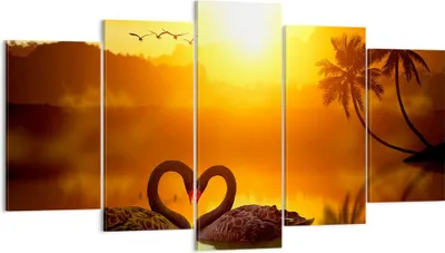 Produktbild von Bild auf Leinwand - Leinwandbild - Schwan Wasser Paar - 160x85cm - Wand Bild - Wanddeko - Leinwanddruck - Bilder - Kunstdruck - Wanddekoration - Leinwand bilder - Wandkunst - EA160x85-3855