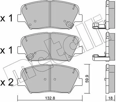 Produktbild von METELLI Bremsbeläge Satz Vorne Bremsklötze für KIA CARENS IV 22-1026-0