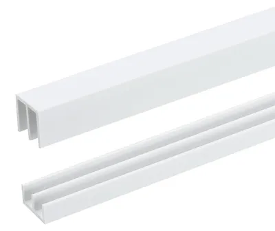 Schiebetürschienen-Set, 4 Stück, Kunststoff, weiß, 1,8 m