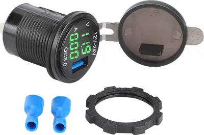 Image de chargeur USB 3 en 1 pour voiture 3.0 avec voltmètre numérique et surveillance de l'ampèremètre, charge rapide pour PhoneGreen