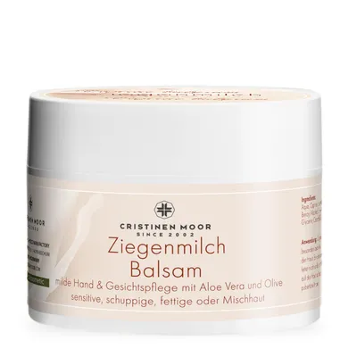 Produktbild von Cristinen Moor Ziegenmilch Balsam 300 ml mit Ziegenbutter - feuchtigkeitsspendend für empfindliche Haut, auch geeignet in der Pubertät