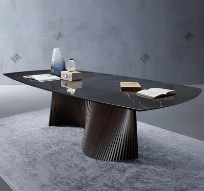 Obrázok produktu pre Schwarzer Marmortisch Designer Esszimmertische Holzstruktur