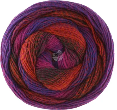 Produktbild von Lana Grossa GOMITOLO VERSIONE 200 g leicht gedrehtes Kammgarn mit effektvollem Farbverlauf und Struktur 700 m Farbe 459 - Rotviolett/Purpur/Schwarzgrün/Terrakotta/Blauviolett