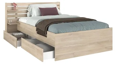 Produktbild von Bett 120 x 190 cm mit 4 Schubladen – Farbe: Natur – TENALIA