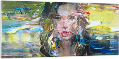 Produktbild von Bilder auf glas - frau modern - 120x50cm - Glasbilder - Wandbilder - Bilder - Kunstdruck - zum Aufhängen bereit - Wanddekoration aus Glas - Glas Bilder - Wandbild auf Glas - Einteilig - GAB120x50-3473