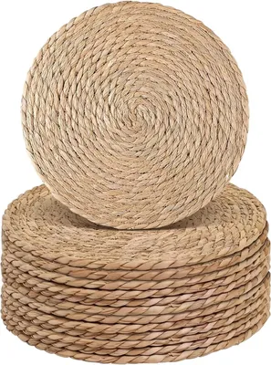 Produktbild von Platzset 8-teilig, rund 33 cm, Wasserhyazinthe, hitzebeständig, für den Esstisch
