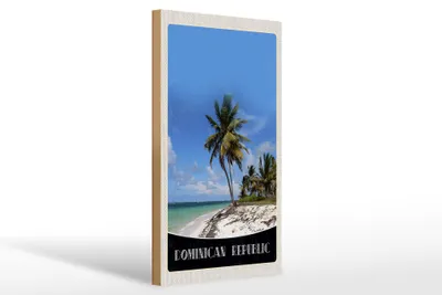 Produktbild von Holzschild Reise 20x30cm Dominikanische Republik Strand Palme