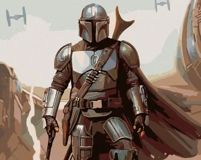 Obrázek produktu pro Zuty - Malování podle čísel - MANDALORIAN, 40x50 cm, vypnuté plátno na rám