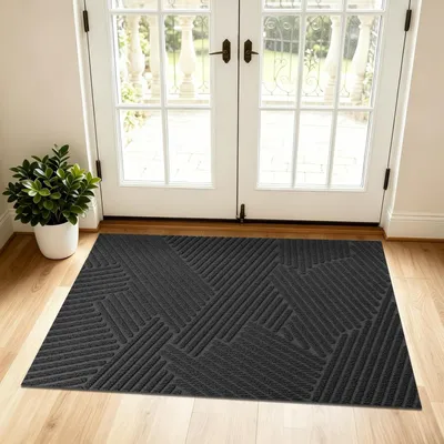 Image de Tapis de sol anti-saleté, intérieur/extérieur, 80x120 cm, noir, antidérapant