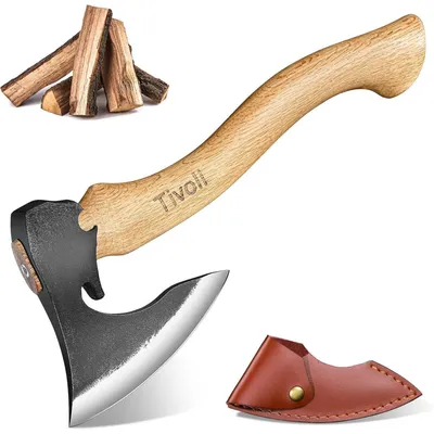 Productafbeelding van Axt Survival, 42 cm, koolstofstaal, houten handvat, lederen omtrek, geschikt voor jagen, XL