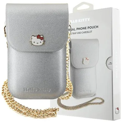 Produktbild von Hello Kitty Handtasche HKOWBPGHDLMS Silbernes Leder Metall Logo Kette