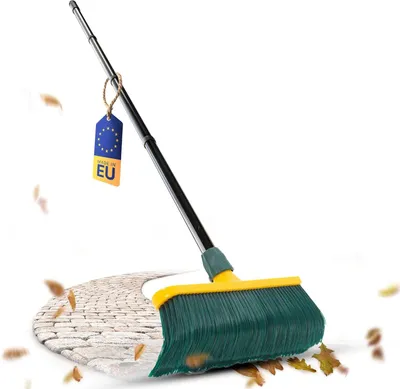 Image de Premium Klauwbesen avec manche 40 cm - Balai spécial avec poils courbés - Idéal comme balai de jardin, balai à crabes ou balai pour gazon synthétique - Optimal pour le camping et le nettoyage des rues