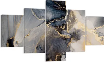 Produktbild von Bild auf Leinwand - Leinwandbild - 5 Teile - Dunkel Abstraktion Gold - 125x70cm - Wand Bild - Wanddeko - Wandbilder - Leinwanddruck - Bilder - Wanddekoration - Leinwand bilder - EA125x70-4824