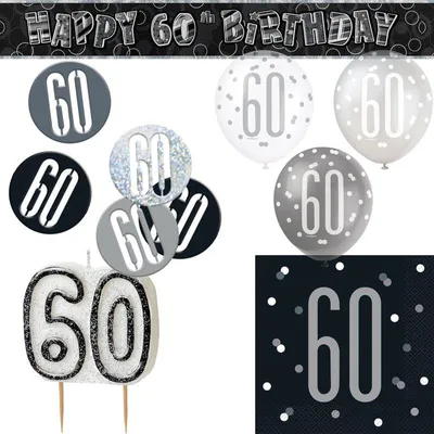 Produktbild von Partyset 60. Geburtstag Dekoration Party Deko Set Geburtstagsdeko schwarz Mann Frau