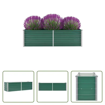 Image de The Living Store Plateau de jardin Acier galvanisé 160x40x45 cm Vert