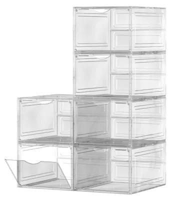 Produktbild von 12 transparente weiße Schuhkartons | Weiß | 34,5x27x19cm