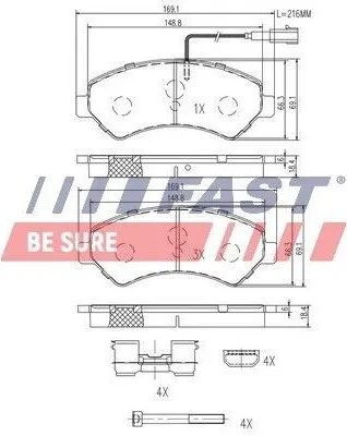 Produktbild von FAST Bremsbeläge Satz Vorne Bremsklötze für FIAT Ducato Kastenwagen (250, 290) FT29152