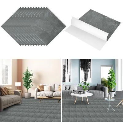 Produktbild von Ikodm PVC Vinylboden Bodenbelag Vinyl Bodenfliesen 1 m² Selbstklebend Marmor Grau 11 Stück Marmoroptik Fliesen Design Bodenbelag gefühlsecht